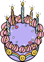 Groovy Retro Vintage Cake with candles festive vibrant color png