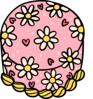 Groovy Retro Vintage Cake festive pink vibrant color doodle hand drawn png