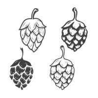 Set of hop icons isolated on white background. Design elements for logo, label, emblem, sign, brand mark. vector
