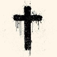 Abstract grunge style minimal christian cross design vector