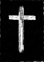 Grunge style minimal christian cross design vector