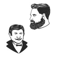 Set of gentleman heads. Label or emblem design template. illustration. vector