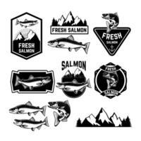 Vintage fresh salmon fish emblems, labels and design elements. Logo,badge or label design template. vector