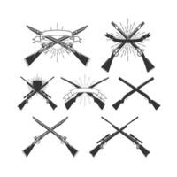 Crossed hunting rifles and guns. Design element for emblem, sign. vector