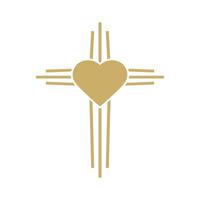 God is love. Cross with the heart shape. Design element in . vector