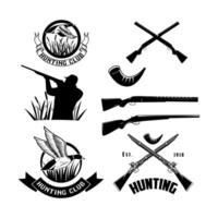 set of labels with duck, dip, gun, hunter for hunting emblems vector