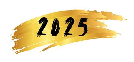 New Year numbers 2025 on gold background. Calendar inscription of the year drawn with brush vector