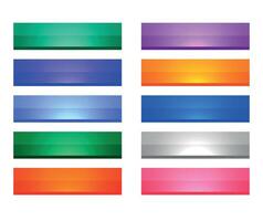 3d style shiny rectangular buttons set of ten vector