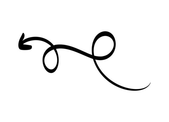 Spiral Curved Arrow Illustration. hand drawn on white background