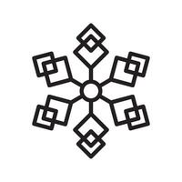 Snowflake for snow design and pattern. Black line Christmas element isolated on white background. Freeze symbol. Snow flake icon. Ice crystal graphic. Clipart for winter prints vector