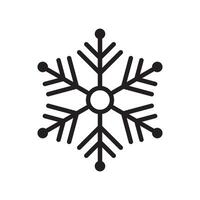 Snowflake Christmas icon. Black snow line isolated on white background. Outline silhouette frozen crystal. Flake for design winter print. Cute simple symbol shape freeze illustration vector