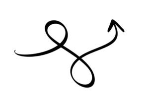 Curved Wavy Arrow with sigh infinity. Simple hand drawn Illustration for Design Projects vector