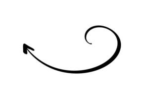 Black arrow pointing down following a curved path vector