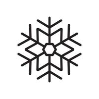 Snowflake for snow design and pattern. Black line Christmas element isolated on white background. Freeze symbol. Snow flake icon. Ice crystal graphic. Clipart for winter prints vector