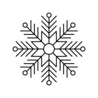 Snowflake for snow design and pattern. Black line Christmas element isolated on white background. Freeze symbol. Snow flake icon. Ice crystal graphic. Simple shape. illustration vector