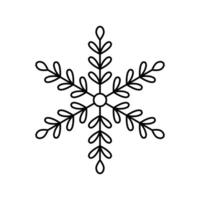 Snowflake Christmas icon. Black snow line isolated on white background. Outline silhouette frozen crystal. Flake for design winter print vector