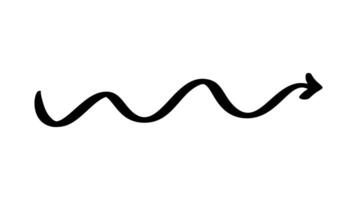 Curved Wavy hand drawn Arrow. Simple Illustration for Design Projects vector