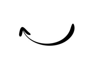 Black hand drawn arrow pointing down following a curved path vector