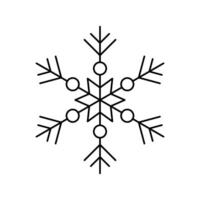 Snowflake for snow design and pattern. Black line Christmas element isolated on white background. Freeze symbol. Snow flake icon. Ice crystal graphic. Clipart for winter prints. vector