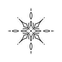 Simple snowflake star vintage ornament icon. Flat snow element for Christmas winter design, holiday greeting card, New Year invitation vector
