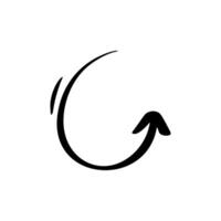 Black arrow pointing down following a curved path vector