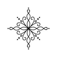 Simple snowflake star vintage ornament icon. Flat snow element for Christmas winter design, holiday greeting card, New Year invitation vector
