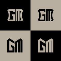 GM polygon, circle, hexagon, flat and simple letter logo set in one artboard. GM minimalist and classic logo. vector