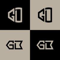 GD polygon, circle, hexagon, flat and simple letter logo set in one artboard. GD minimalist and classic logo. vector
