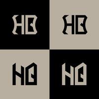 HQ polygon, circle, hexagon, flat and simple letter logo set in one artboard. HQ minimalist and classic logo. vector