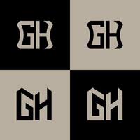 GH polygon, circle, hexagon, flat and simple letter logo set in one artboard. GH minimalist and classic logo. vector