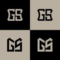 GS polygon, circle, hexagon, flat and simple letter logo set in one artboard. GS minimalist and classic logo. vector