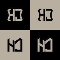 HJ polygon, circle, hexagon, flat and simple letter logo set in one artboard. HJ minimalist and classic logo. vector