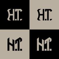 HT polygon, circle, hexagon, flat and simple letter logo set in one artboard. HT minimalist and classic logo. vector
