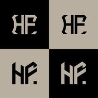 HF polygon, circle, hexagon, flat and simple letter logo set in one artboard. HF minimalist and classic logo. vector