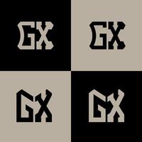 GX polygon, circle, hexagon, flat and simple letter logo set in one artboard. GX minimalist and classic logo. vector