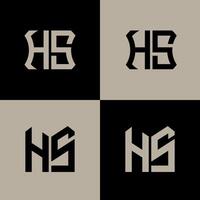 HS polygon, circle, hexagon, flat and simple letter logo set in one artboard. HS minimalist and classic logo. vector