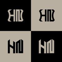 HN polygon, circle, hexagon, flat and simple letter logo set in one artboard. HN minimalist and classic logo. vector