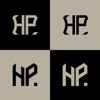HP polygon, circle, hexagon, flat and simple letter logo set in one artboard. HP minimalist and classic logo. vector