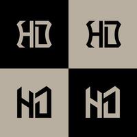 HD polygon, circle, hexagon, flat and simple letter logo set in one artboard. HD minimalist and classic logo. vector