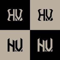 HV polygon, circle, hexagon, flat and simple letter logo set in one artboard. HV minimalist and classic logo. vector