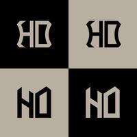 HO polygon, circle, hexagon, flat and simple letter logo set in one artboard. HO minimalist and classic logo. vector