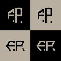 FP polygon, circle, hexagon, flat and simple letter logo set in one artboard. FP minimalist and classic logo. vector