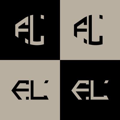 FL polygon, circle, hexagon, flat and simple letter logo set in one artboard. FL minimalist and classic logo.