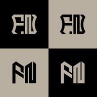 FN polygon, circle, hexagon, flat and simple letter logo set in one artboard. FN minimalist and classic logo. vector