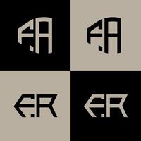 FA polygon, circle, hexagon, flat and simple letter logo set in one artboard. FA minimalist and classic logo. vector