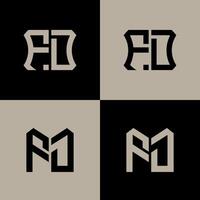 FD polygon, circle, hexagon, flat and simple letter logo set in one artboard. FD minimalist and classic logo. vector