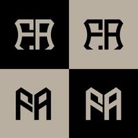 FA polygon, circle, hexagon, flat and simple letter logo set in one artboard. FA minimalist and classic logo. vector