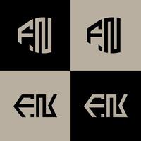 FN polygon, circle, hexagon, flat and simple letter logo set in one artboard. FN minimalist and classic logo. vector