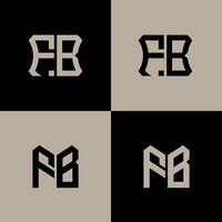 FB polygon, circle, hexagon, flat and simple letter logo set in one artboard. FB minimalist and classic logo. vector