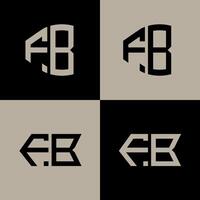 FB polygon, circle, hexagon, flat and simple letter logo set in one artboard. FB minimalist and classic logo. vector